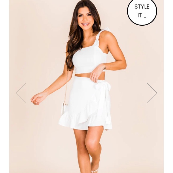 NWT Pink Lily Meant to Be Two Piece Set, White, Small - Picture 2 of 4